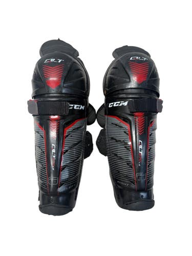 Used CCM QLT270LE Junior Shin Guards Black 15" 11835-S000212778