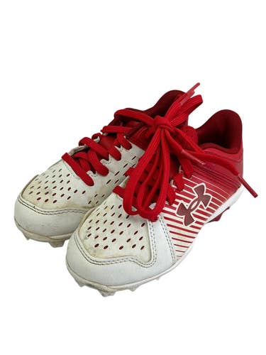 Used Under Armour LEADOFF BB/SB Cleats White And Red Youth 10.0 11692-S000155506