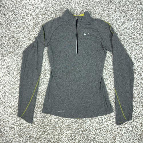 Nike Pullover Womens XS Gray Dri-FIT Element 1/4 Zip Long Sleeve Running Top Gym