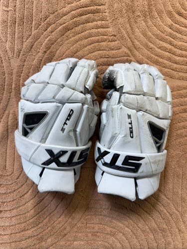 White Large STX Cell IV Lacrosse Gloves (Used)