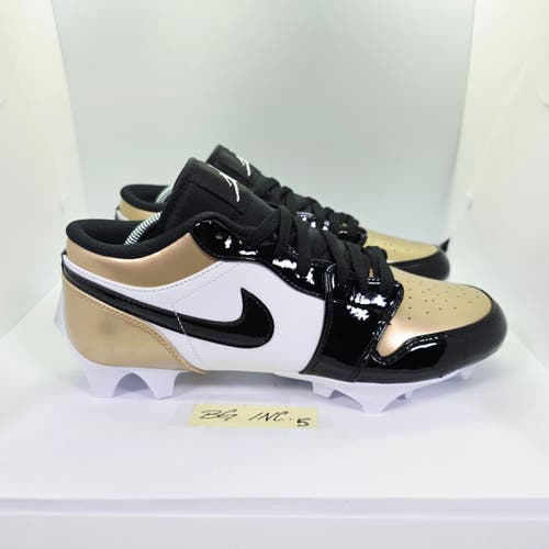 Mens Size 9 - Nike Air Jordan 1 Low TD Patent Gold Toe Football Cleat FJ6245-701