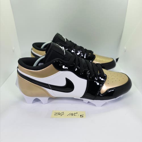 Mens Size 10 - Nike Air Jordan 1 Low TD Patent Gold Toe Football Cleat FJ6245-701