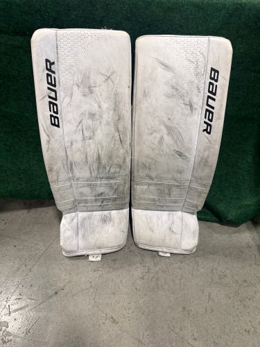 White Bauer GSX Goalie Leg Pads (Used) | Junior Large (30+)