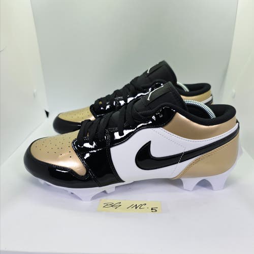 Mens Size 11 - Nike Air Jordan 1 Low TD Patent Gold Toe Football Cleat FJ6245-701