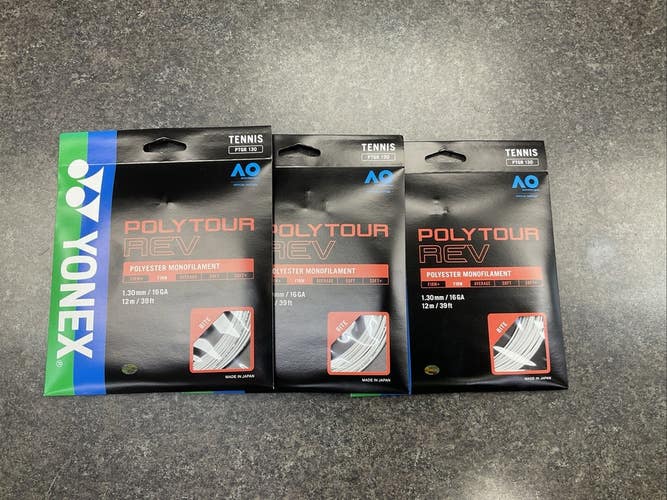 Yonex Poly Tour Rev 16 Gauge (White) 3 Pack