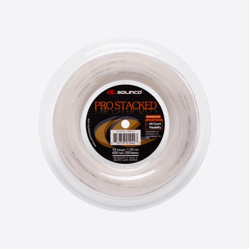 Solinco Pro Stack  16g 1.30mm 656 feet / 200m Tennis String Reel, White