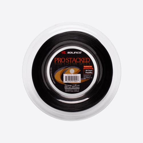 Solinco Pro Stack  16g 1.30mm 656 feet / 200m Tennis String Reel, Black