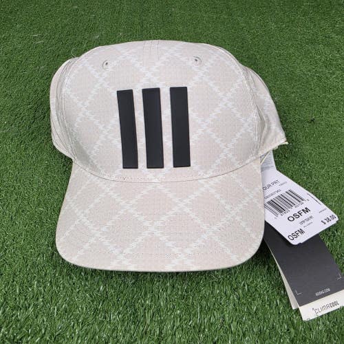 Adidas Tour 3 Stripes Print Golf Hat (Alumin Color) Off White OSFM Snapback