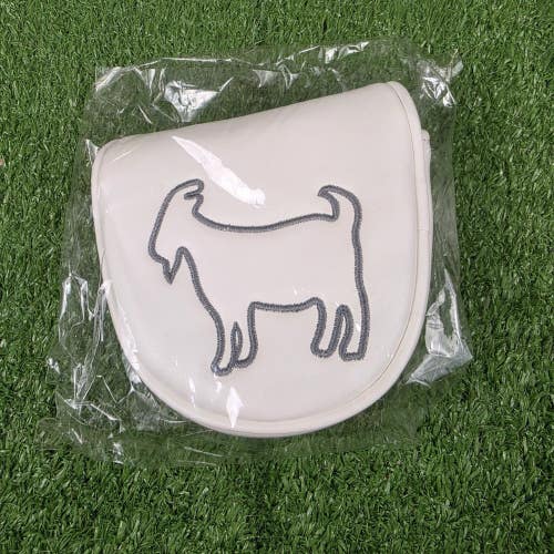 Goated Golf White Leather Mallet OG Headcover Putter Head Cover Magnet Close