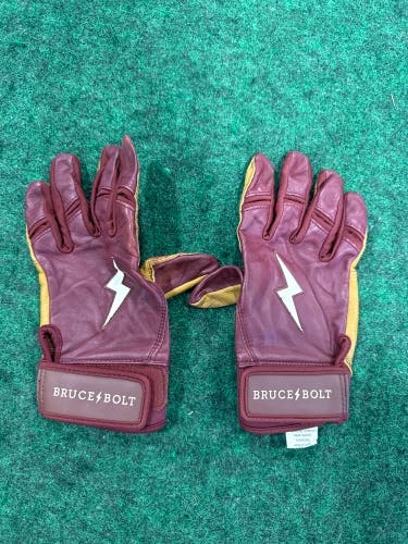 Red Medium Bruce Short Cuff Bolt Batting Gloves (Used)