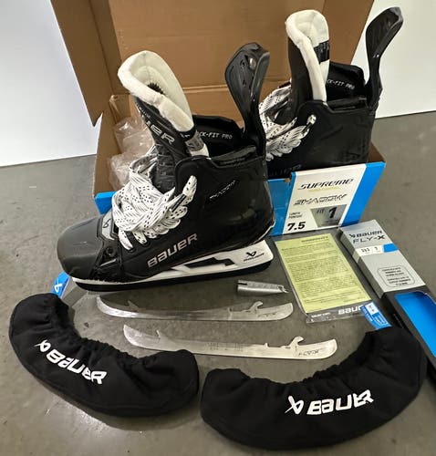 Black Bauer Supreme Shadow Hockey Skates 7.5 Fit 1 (Like New - Barely Used)
