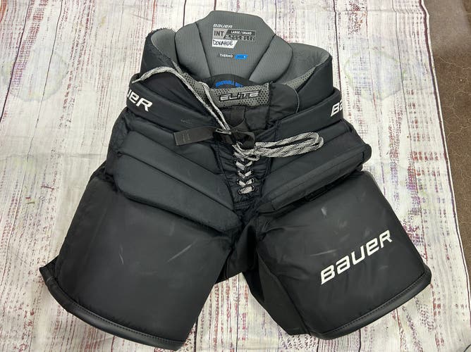 Black Intermediate Large Bauer Elite Hockey Goalie Pants (Used)