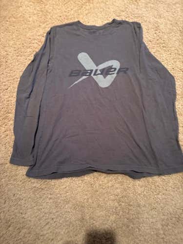 Bauer Hockey Gray Long Sleeve T Shirt Size Mens Small