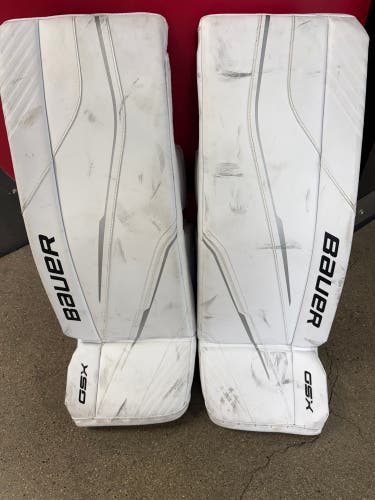White Large Junior Bauer GSX Goalie Leg Pads (Used)