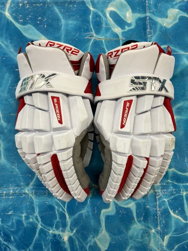 Red XL STX Surgeon RZR2 Lacrosse Gloves (Used)