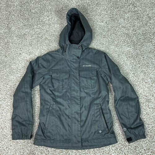 Columbia Jacket Womens Small Gray Hooded Insulated Pinstripe Outdoors Winter
