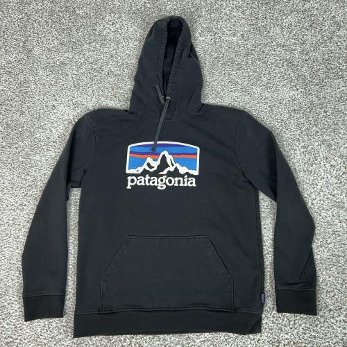 Patagonia Hoodie Mens Medium Black Logo Uprisal Hoody Pullover Sweatshirt Retro