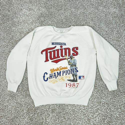 Vintage Minnesota Twins Sweatshirt Mens Large White MLB Baseball 1987 Champs 80s