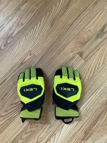 Yellow and Black XS Adult Unisex Leki SL Race Gloves (Used)