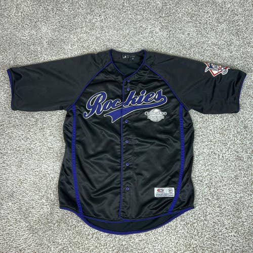 Colorado Rockies Jersey Mens Large Black MLB Baseball True Fan Button Up Sports