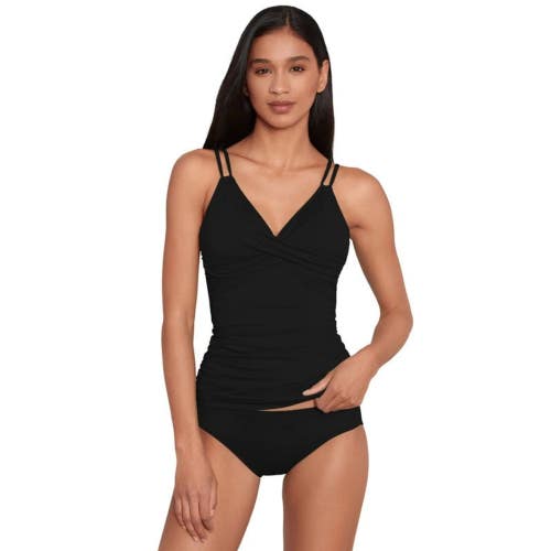 Lauren Ralph Lauren Tankini Top Womens 12 Black Underwire Swimwear Beach GBO3910