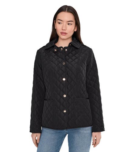 Michael Kors Quilted Jacket Women's M Black Insulated Snap Button Front GBO3891