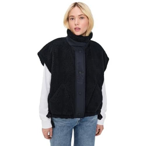 Free People FP Movement Scout It Out Vest Women's XS Black Button Front GBO3899