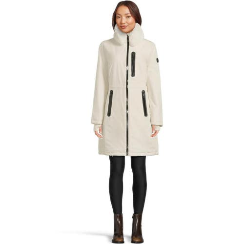 Michael Kors Anorak Jacket Womens XL Bone Inside Quilted Faux Fur Collar GBO3729