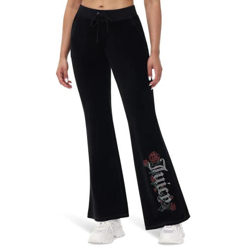 Juicy Couture Heritage Track Pants Women Small Black Boot Cut Activewear GBO3760