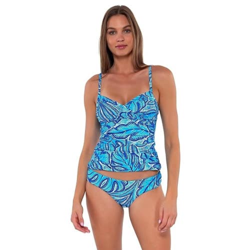 Sunsets Simone Tankini Women's Small Seaside Vista Stretch Swimwear GBO3906