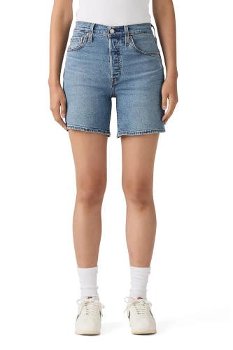 Levi's Premium 501 Mid Thigh Shorts Women's 28 Pen Ring Denim High Rise GBO3815