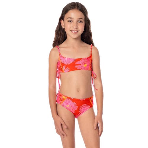 Maaji Water Blossom Seychelles Bikini Set Girls 14 Red Floral Reversible GBO3773
