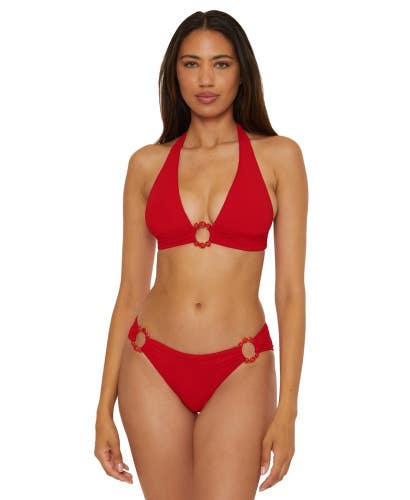Becca Marble Canyon Ring Bikini Bottom Women's Small Red Stretch Hipster GBO3708