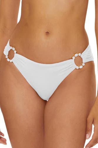 Becca Marble Canyon Ring Bikini Bottom Women Small White Stretch Hipster GBO3720