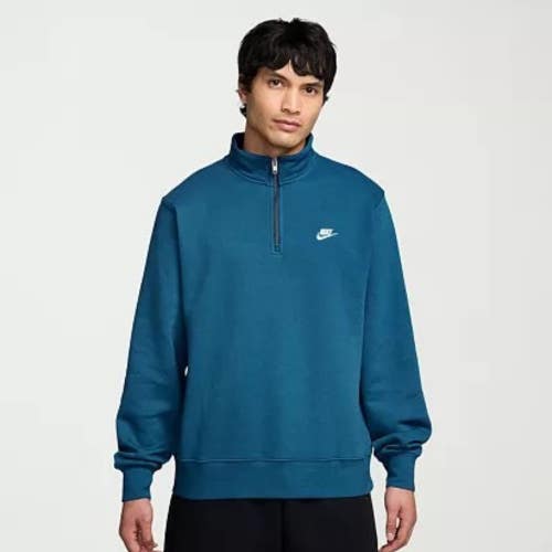 Nike Sportswear Club Sweatshirt Men's XL Green Abyss Fleece Long Sleeve GBO3726