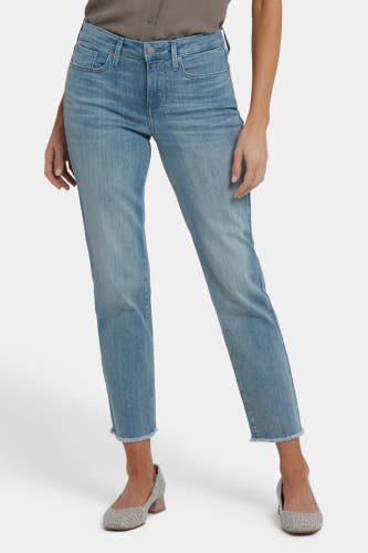 NYDJ Sheri Slim Ankle Jeans Women's 12 Light Paradise Denim Frayed Hem GBO3878