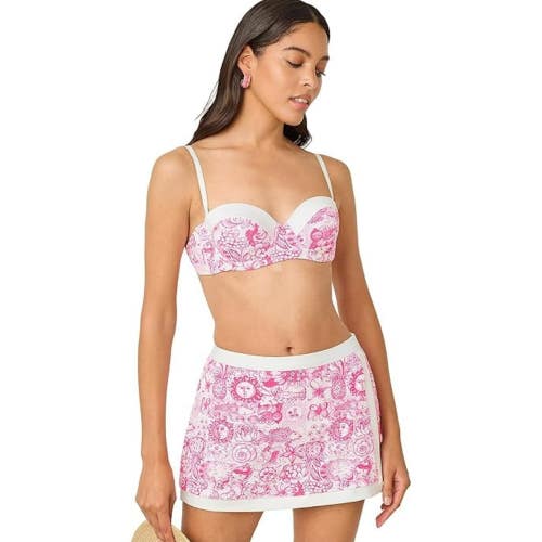 Lilly Pulitzer Leven Bikini Top Women's 10 Cherry Blossom Pink Swimwear GBO3781