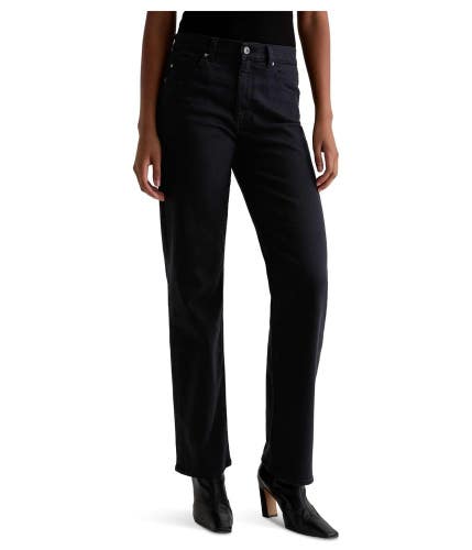 AG Jeans Brinley Women's 26 Black Denim Stretch Mid Rise Straight Leg GBO3706
