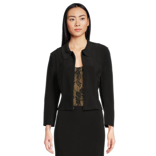 Norma Kamali Girl Jacket Womens M Black Stretch Peter Pan Collar Cropped GBO3846