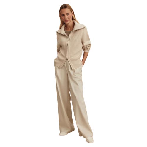 Varley Enrico Knit Jacket Women's XS Beige Turtle Neck Long Sleeve GBO3646
