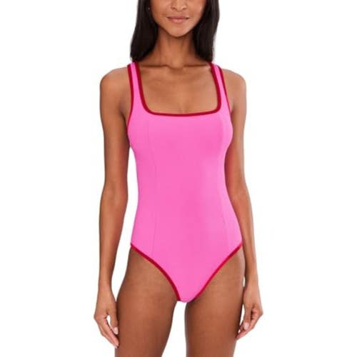 Beach Riot Cala Swimsuit Women's Electric Pink Square Neck One-Piece GBO3776