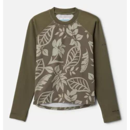 Columbia Sandy Shores Sunguard Shirt Kids M Stone Green Floral Swimwear FROG811