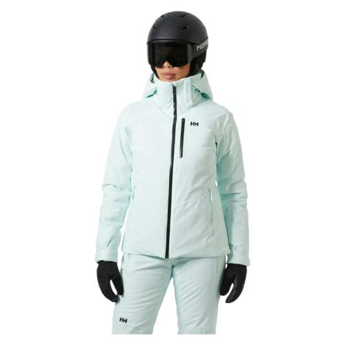Helly Hansen Alphelia Ski Jacket Women's Large Blue Hooded Long Sleeve GBO3875