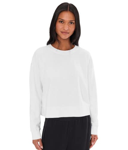 Eileen Fisher Sweatshirt Women's XS White Dyed French Terry Long Sleeve FROG849