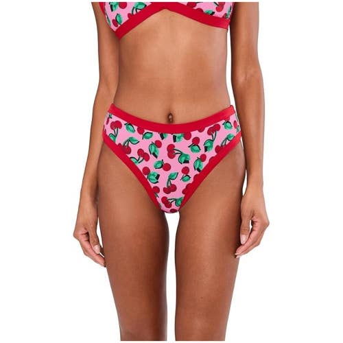Beach Riot Rozli Bikini Bottom Womens Medium Mon Cherry Stretch Swimwear FROG858