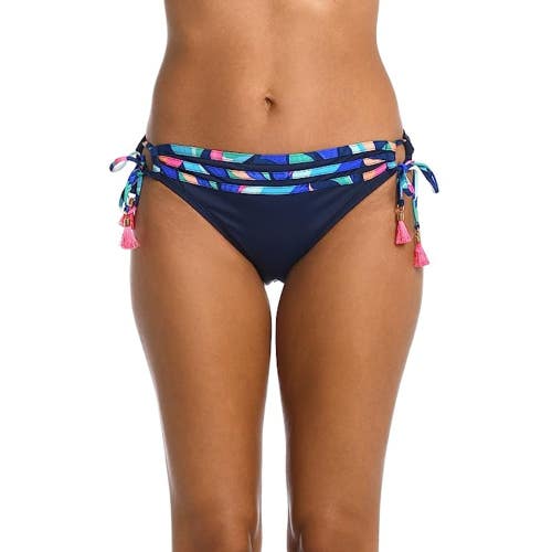 La Blanca Bikini Bottom Women's 16 Navy Blue Adjustable Side Swimwear FROG839
