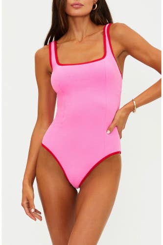 Beach Riot Cala One Piece Women's Medium Electric Pink Stretch Swimsuit FROG857