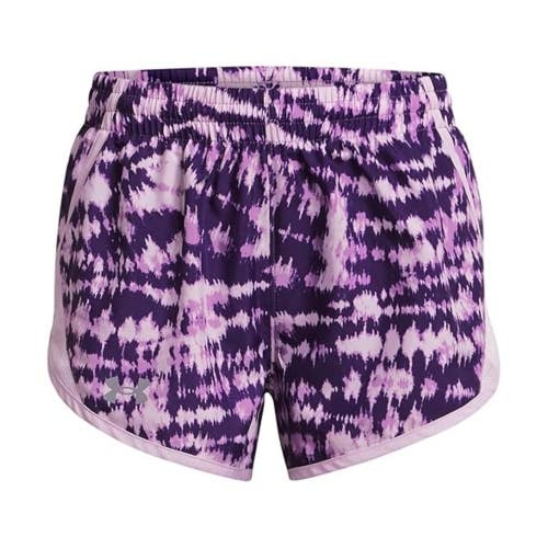 Under Armour Fly by Shorts Girls XL Purple Black Elastic Waist Training FROG836