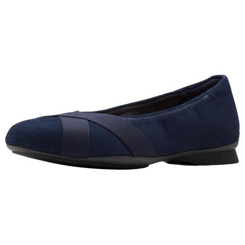 Clarks Jazmynn Gem Flats Women's US 11 M Navy Suede Round Toe Slip On LIQ1757