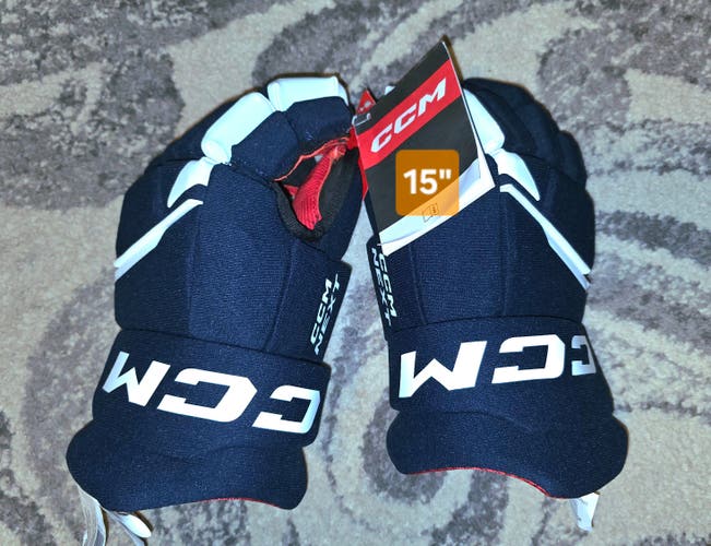 New Ccm Next Senior Gloves NAVY White 15"